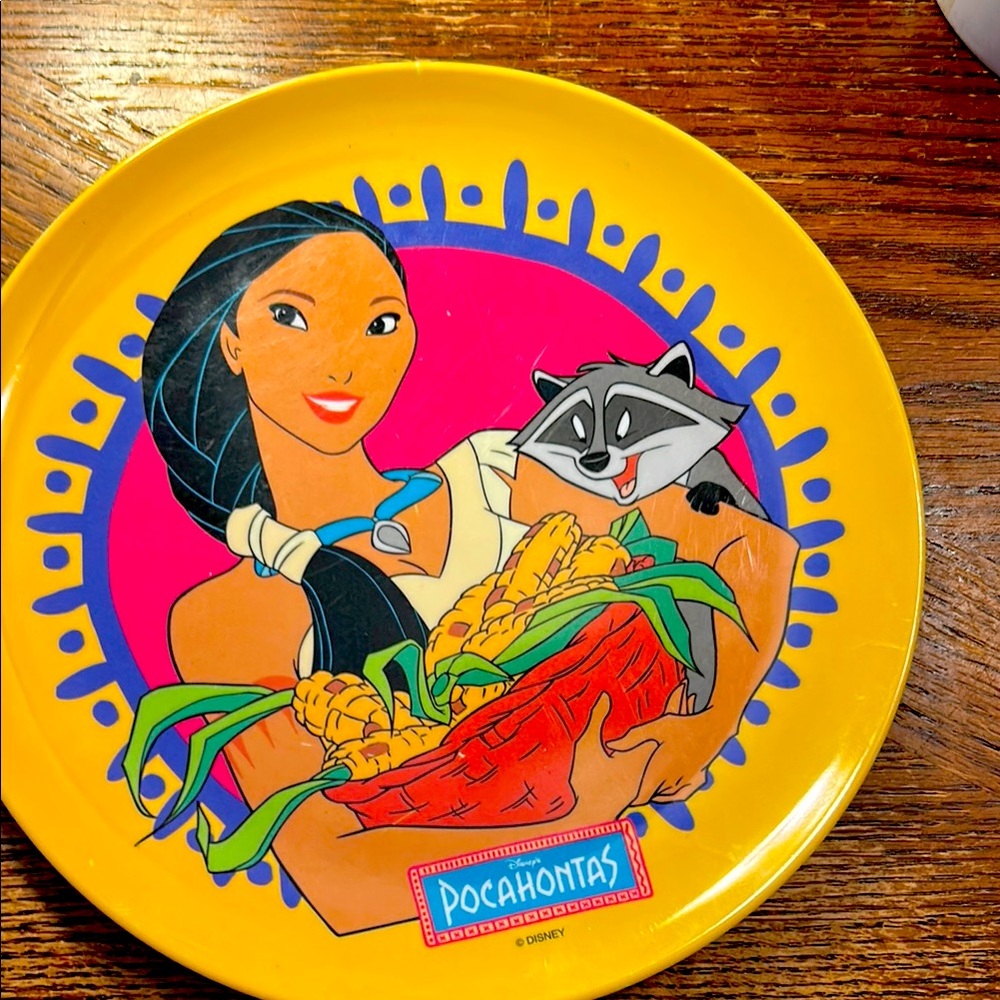 Disney Pocahontas Yellow and Pink Plate
